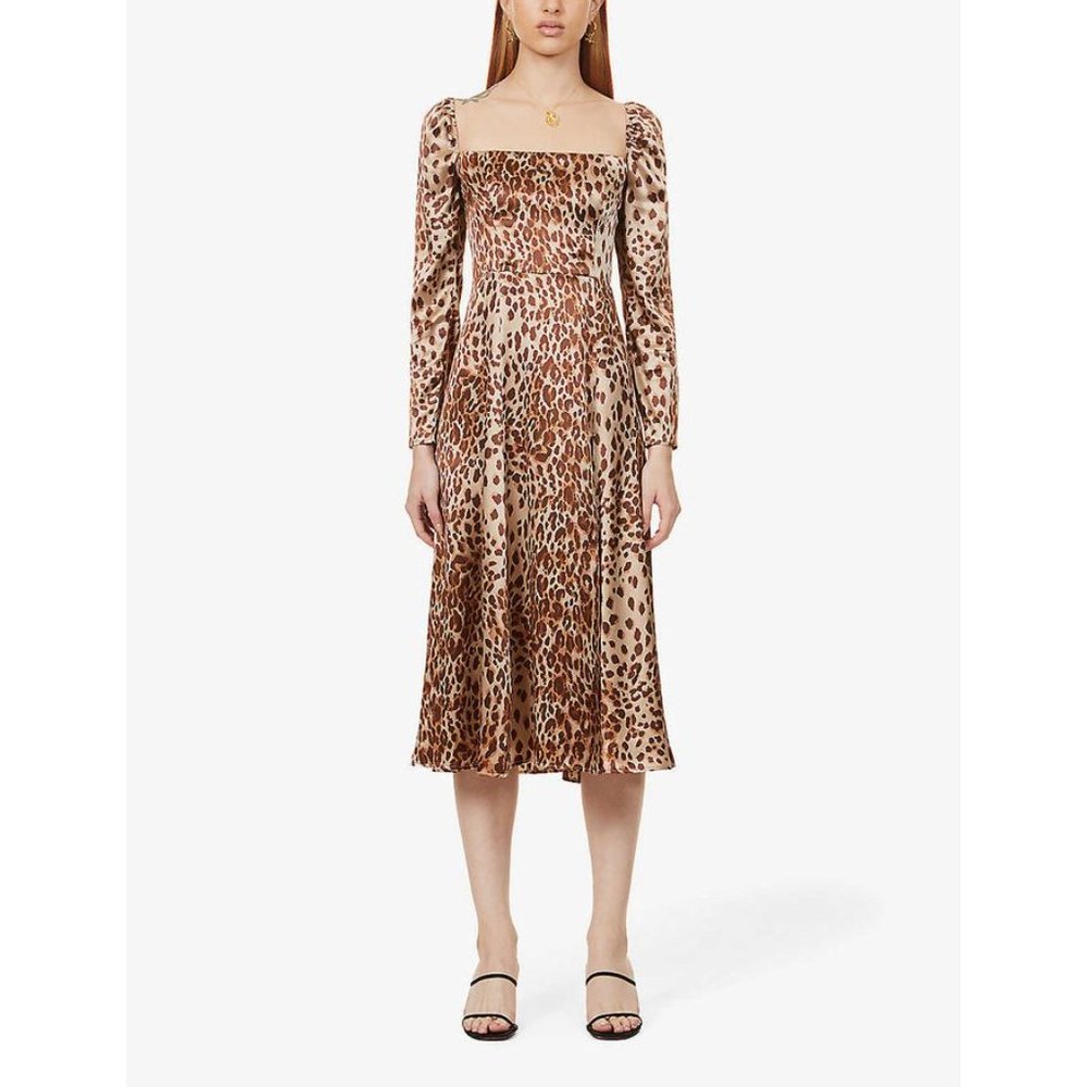 REFORMATION Leopard Cat Print Maryanne Dress 4 NEW - Picture 4 of 16